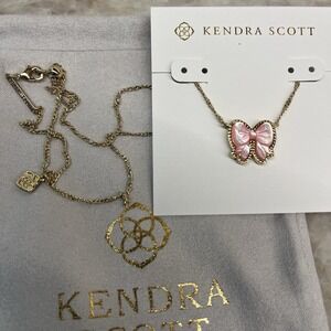 🎀✨Kendra Scott Haley Bow Gold Pendant Necklace In Blush Mother of Pearl New✨ 🎀